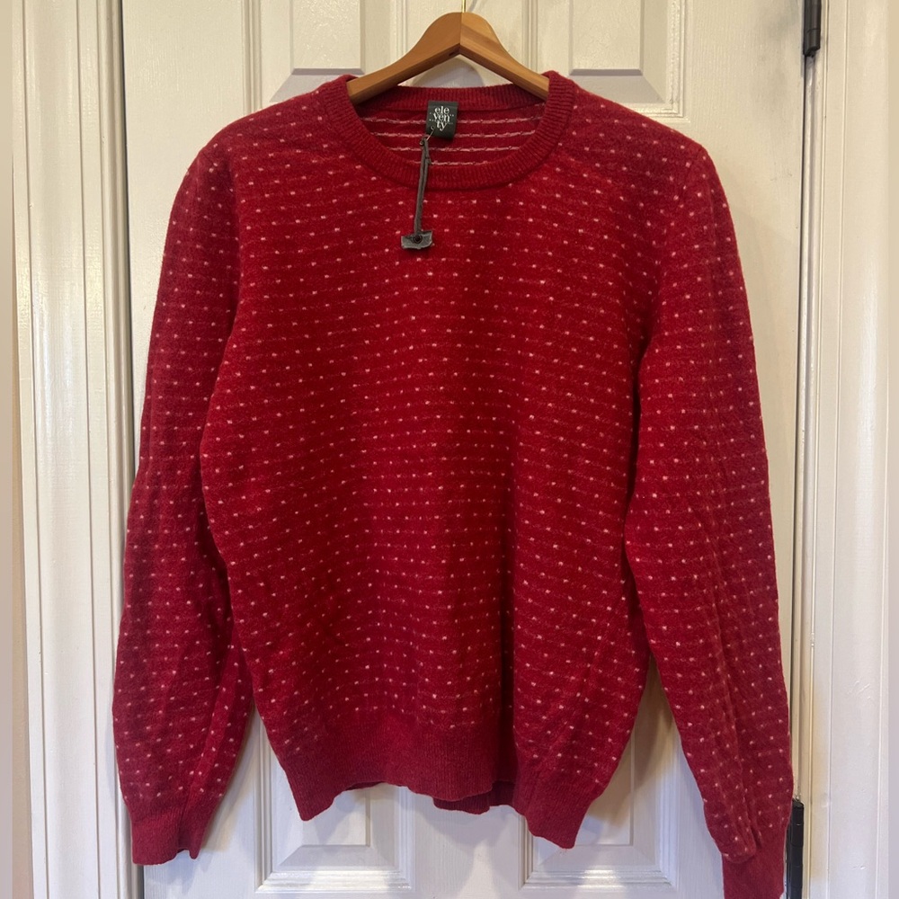 Eleventy Wool Sweater Red with White Dots Men’s L NWT